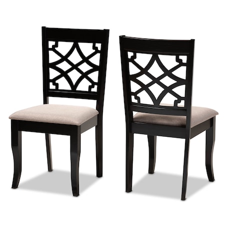 Baxton Studio Mael Sand Upholstered and Espresso Wood 2-Piece Dining Chair Set 166-10533